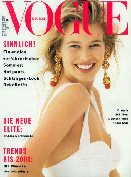 Claudia Schiffer a német Vogue 1990 májusi címlapján