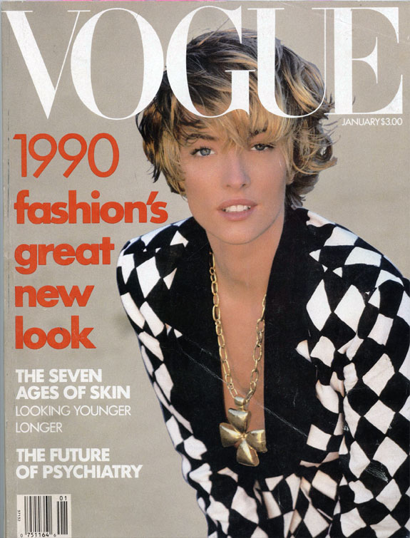 Tatjana Palitz az angol Vogue 1990 januári címlapján